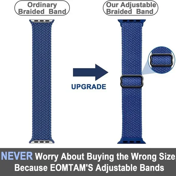 NEW Adjustable Braided Solo Loop For Apple Watch B - Picture 3 of 5